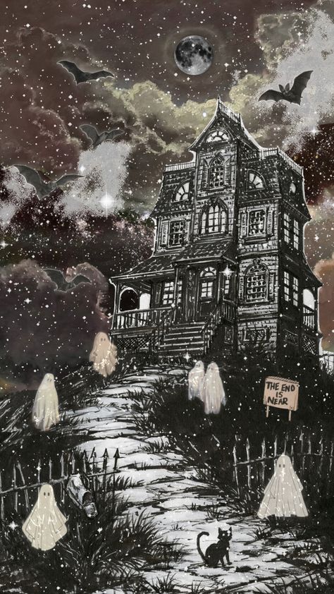 #hauntedhouse #haunted #ghosts #space #reshuffle Halloween Wallpaper Backgrounds, Gothic Wallpaper, Halloween Artwork, Black Phone Wallpaper, Celestial Art, Halloween Drawings, Phone Wallpaper Patterns, Movie Poster Art, Halloween Backgrounds