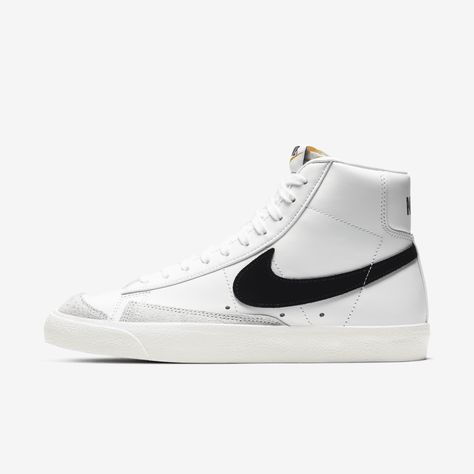 Styled for the ‘70s. Loved in the ‘80s. Classic in the ‘90s. Ready for the future. The Nike Blazer Mid ’77 delivers a timeless design that’s easy to wear. Its unbelievably crisp leather upper breaks in beautifully and pairs with bold retro branding and luscious suede accents for a premium feel. Exposed foam on the tongue and a special midsole finish make it look like you’ve just pulled them from the history books. Go ahead, perfect your outfit. Nike Blazer Mid 77 Women, Blazers Nike, Buty Marki Nike, Blazer Mid 77 Vintage, Dr Shoes, Nike Blazer Mid 77, Nike Blazers Mid, Nike Blazer Mid, Look Retro