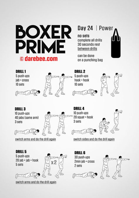 Day 24 - Page 25 Boxing Workout Routine, Boxer Workout, Home Boxing Workout, Boxing Training Workout, Trening Sztuk Walki, Insanity Workout, Kickboxing Workout, Best Cardio Workout, Martial Arts Workout