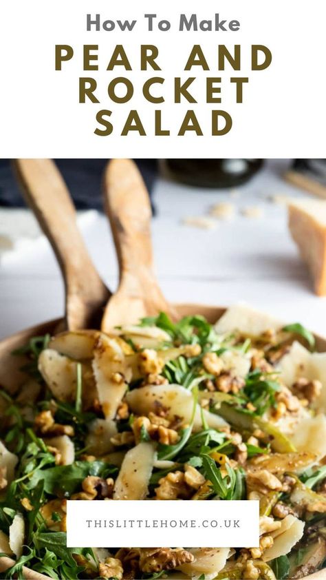 A close up for the pear and rocket salad. Pear Walnut Salad, Italian Salad Recipes, Rocket Leaves, Filet Mignon Recipes, Rocket Salad, Perfect Salad, Pear Salad, Walnut Salad, Winter Salad