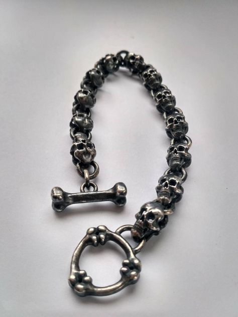 skull bracelet in sterling silver alloy 925 black rhodium coating silver skull bangle Mens Skull Jewelry, Inexpensive Jewelry, Grunge Jewelry, Dope Jewelry, Skull Bracelet, Skull Jewelry, Funky Jewelry, Black Rhodium, Bracelet Argent