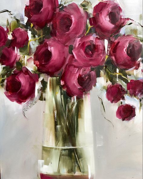 Nicole Pletts, Peonies Artwork, Easy Flower Painting, Roses Art, Acrylic Painting Flowers, Abstract Flower Art, Abstract Floral Art, Watercolor Flowers Paintings, Beautiful Flower Arrangements