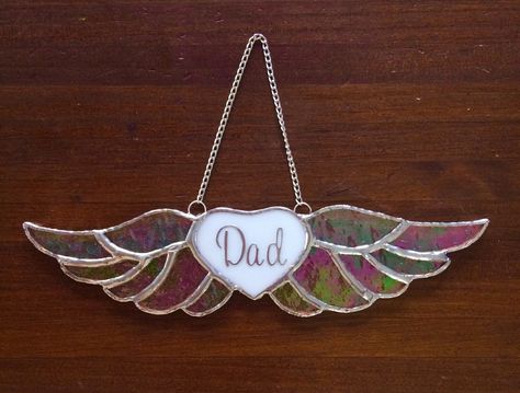 Stained glass angel wing memorial Memorial Stained Glass Ideas, Angel Wings Stained Glass Patterns, Stained Glass Wings, Stained Glass Memorial, Stained Glass Angel Wings, Stainglass Ideas, Stained Glass Butterfly Wings, Stained Glass Headstone, Glass Wings