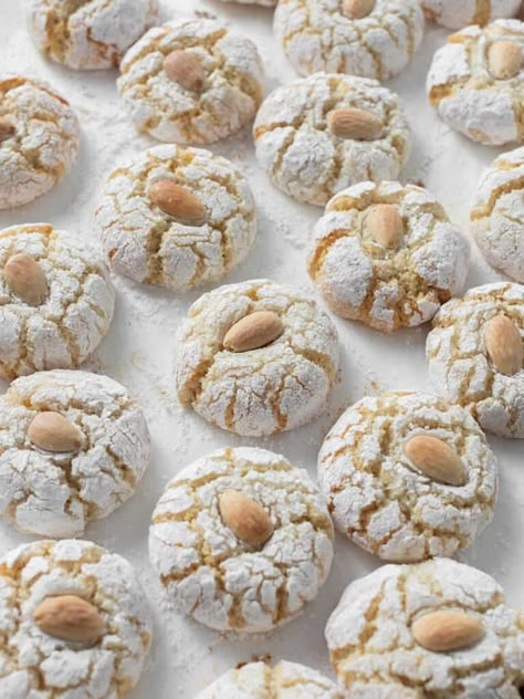 Amaretti Cookies - www.thescranline.com French Pastry Cream Recipe, The Scran Line, Scran Line, Pastry Cream Recipe, Amaretti Cookies, Impressive Desserts, Glace Cherries, Biscotti Recipe, Baking With Honey