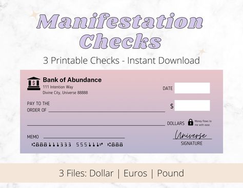 Attracting Money Manifesting Check, Check Vision Board, Apartment Manifestation, Manifestation Checks, Manifestation Check, Printable Checks, Astronaut Cartoon, Blank Check, Attraction Manifestation