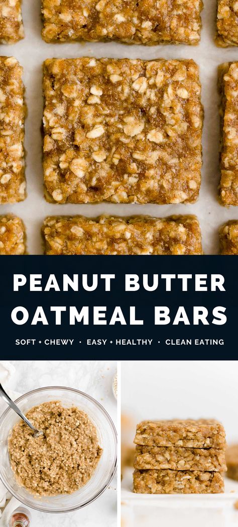 These healthy peanut butter oatmeal bars are SO good & easy to make. Only 20 min of prep! They’re soft & chewy, just like oatmeal cookies. Kids and adults LOVE these oatmeal bars — and they’re perfect for breakfasts and snacks! (clean eating, dairy free, low calorie, no white sugar!) Find the recipe on amyshealthybaking.com! Easy peanut butter oatmeal bars breakfast. Healthy peanut butter bars clean eating. Peanut butter breakfast bars recipe. Soft baked peanut butter oatmeal bars. Almond Butter Oatmeal Bars, Healthy Peanut Butter Oatmeal, Peanut Butter Breakfast Bar, Almond Butter Oatmeal, Oatmeal Bars Healthy, Peanut Butter Oat Bars, Oat Bar Recipes, Casserole Healthy, Recipes Chili