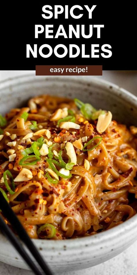 These 15 minute spicy peanut butter noodles are easy to make, high protein and full of flavor. Serve these peanut noodles with tofu, chicken, salmon or shrimp and veggies for an easy weeknight dinner the whole family will love. Butter Noodle Recipe, Microwave Chicken Recipes, Spicy Peanut Butter Noodles, Peanut Butter Noodles Recipe, Easy Peanut Chicken, Noodles With Tofu, Peanut Butter Noodles, Spicy Peanut Butter, Shrimp And Veggies