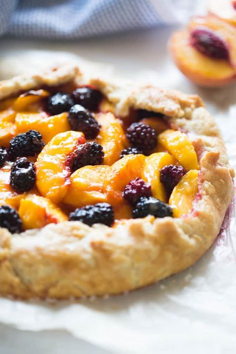 Peach Blackberry Tart - Tastes Better From Scratch Blackberry Tart Recipe, Blackberry Tart, Blackberry Dessert, Fresh Peach Recipes, Fresh Peach Pie, Peach Tart, Tastes Better From Scratch, Blackberry Recipes, Baked Peach