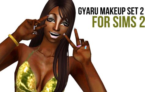 Sims 2 Gyaru, Sims 2 Cc Makeup, Sims 2 Makeup, Sims2 Cc, Sims 2 Cc, Gyaru Style, Gyaru Makeup, Ts2 Cc, Makeup Cc