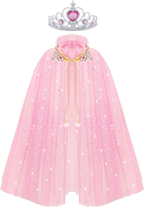 ACWOO Princess Cape for Girls, Colorful Princess Cloak with Crown, Princess Elsa Fancy Dress Up Sparkling Sequins Tulle Princess Cape Set for Halloween Birthday Party Cosplay (Pink, M) : Amazon.co.uk: Toys & Games Elsa Fancy Dress, Princess Cloak, Princess Cape, Cape Set, Halloween Birthday Party, Princess Gifts, Fancy Dress Up, Princess Dress Up, Princess Elsa