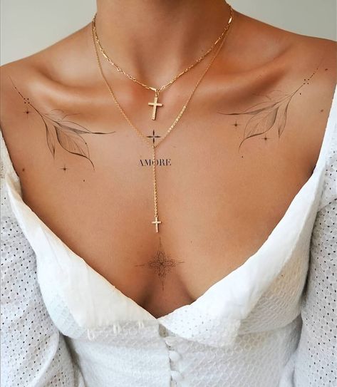 Feminine Back Tattoos, Clavicle Tattoo, Feminine Tattoo Sleeves, Bone Tattoos, More Tattoo, Spine Tattoos For Women, Text Tattoo, Chest Tattoos For Women, Original Tattoos