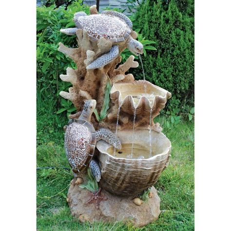 Cascading Garden, Resin Turtle, Turtle Stuff, Turtle Decor, Fountain Design, Fountain Feature, Water Fountains Outdoor, Gardens Design, Indoor Fountain