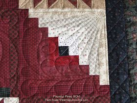 Heartspun Quilts ~ Pam Buda: Pieceful Pines Quilted Quilting Designs For Log Cabin Blocks, Log Cabin Free Motion Quilt Designs, Log Cabin Quilting Ideas, Quilting Log Cabin Quilts, Quilting Designs For Log Cabin Quilts, How To Quilt A Log Cabin Quilt, Quilting A Log Cabin Quilt, Quilting Log Cabin Blocks, Free Motion Quilting Designs For Log Cabin Blocks