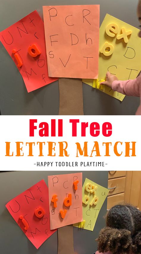 Letter Matching Preschool, Fall Classroom Activities, Educational Toddler Activities, Literacy Activities Preschool, Easy Kid Activities, Play Based Learning Activities, Fall Classroom, Fall Tree, Fall Preschool