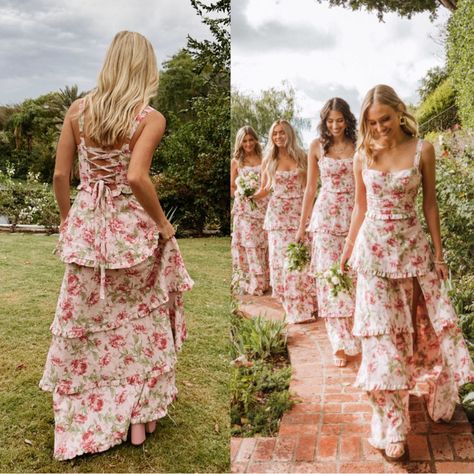 Floral bridesmaid dresses mismatched