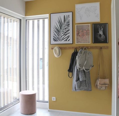 Grey Stone Wall Texture, Yellow Hallway, Grey Stone Wall, Yellow Accent Walls, Mustard Walls, Yellow Living Room, Wall Painting Decor, Yellow Wall, Farrow And Ball