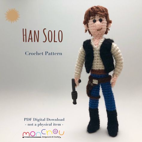 Amigurumi pattern for everyone’s favourite scoundrel! Crochet Fun, Han Solo, Hans Solo, Worsted Weight Yarn, Worsted Weight, Amigurumi Pattern, Crochet Amigurumi, Marketing And Advertising, Crochet Pattern