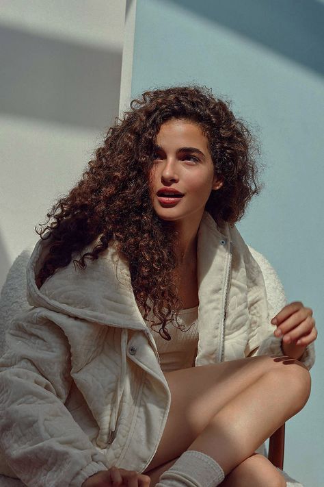 CONTINUE — soft season: ebonee davis and chiara scelsi for uo Chiara Scelsi, Curly Hair, A Woman, Socks, Hair, White