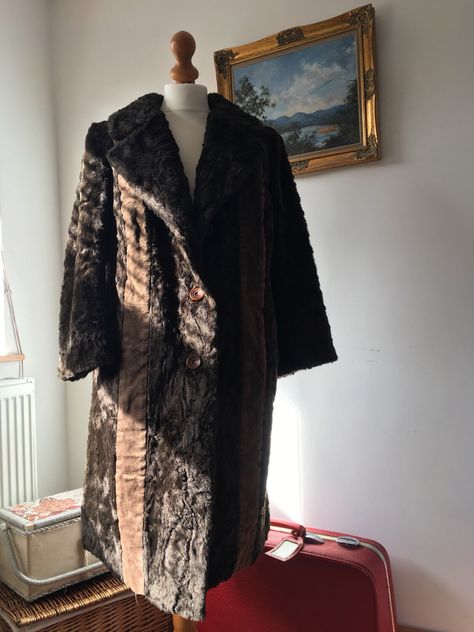 A personal favourite from my Etsy shop https://www.etsy.com/uk/listing/499947012/vintage-dark-brown-fake-fur-and-real Gilded Lily, Button Style, Suede Coat, Fake Fur, The Man, Dark Brown, Coats For Women, Fur Coat, 1960s