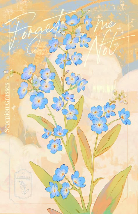 Forget Me Not Aesthetic Wallpaper, Arte Do Kawaii, Procreate Ipad Art, Anime Expo, Plant Drawing, Plant Illustration, Commissions Open, Cute Anime Wallpaper, Background Pictures