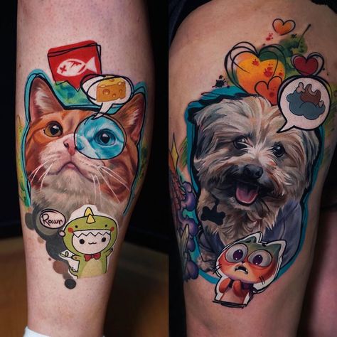 Tattoo Pet, Dogs Tattoo, Japanese Tattoos For Men, Colored Tattoo Design, Pop Art Tattoos, Tattoo Animal, Black White Tattoos, Graffiti Tattoo, Queen Tattoo