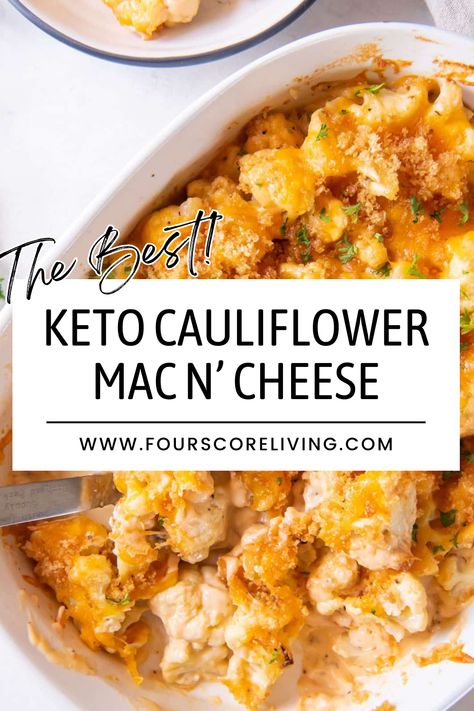 Tender roasted cauliflower is the perfect stand-in for macaroni in this recipe for Keto Cauliflower Mac and Cheese. This is a low-carb meal and family-friendly dish that everyone will love. And go check out our Easy Keto Recipes board for more healthy dinner ideas. Keto Mac And Cheese Recipe, Low Carb Califlower Recipes Keto, Cauli Mac And Cheese Keto, Keto Recipes With Cauliflower, Cauli Mac And Cheese, Cauliflower Mac Cheese Recipes, Low Carb Cauliflower Mac And Cheese, Califlower Mac & Cheese, Keto Mac N Cheese