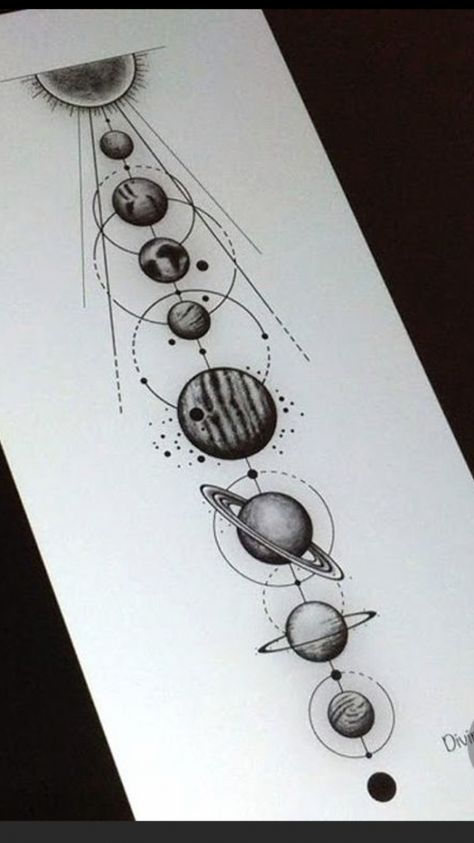 Spine Tattoos For Women Solar System, Solar System Line Tattoo, Solar System Arm Tattoo, Colorful Space Tattoo, Space Spine Tattoo, Space Arm Tattoo, Planets Tattoo, Sagittarius Tattoo Designs, Ink Tattoo Design