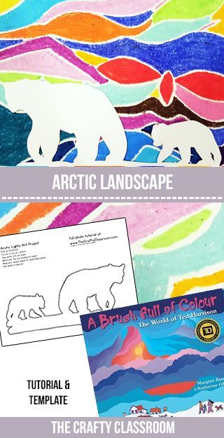 This polar bear landscape art project is colorful and stunning when finished. Tie this in with an artist study of Ted Harrison and you’ll have a wonderful Arctic unit for your classroom. Materials: Polar Bear Template Black Pen Oil pastels Watercolors A Brush Full of Color: The World of Ted Harrison Ted Harrison’s brightly … Bear Landscape, Bears Art, Grade 1 Art, January Art, Winter Art Lesson, Polar Bear Art, Arctic Landscape, 2nd Grade Art, Winter Art Projects