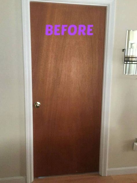 "I have the same ugly doors - thank you for the idea!" said a reader White Wash Fireplace, Stained Trim, Slab Doors, Closet Door Makeover, Bifold Barn Doors, Habitat For Humanity Restore, Farmhouse Style Bedrooms, Brown Doors, Modern Barn Door