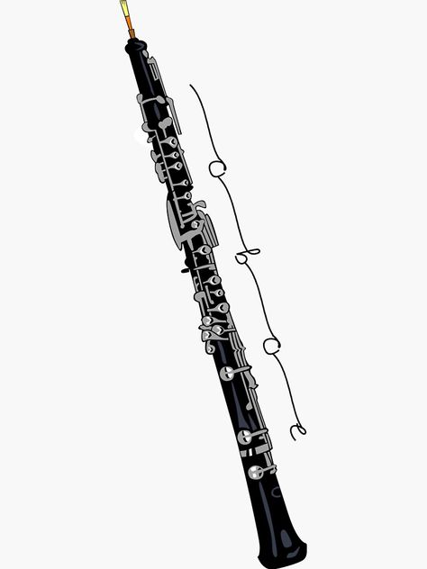 Oboe sticker on RedBubble Oboe Drawing, Oboe Aesthetic, Oboe Instrument, Oboe Music, Musical Instruments Drawing, Angel Quotes, Band Kid, Oboe, Music Aesthetic