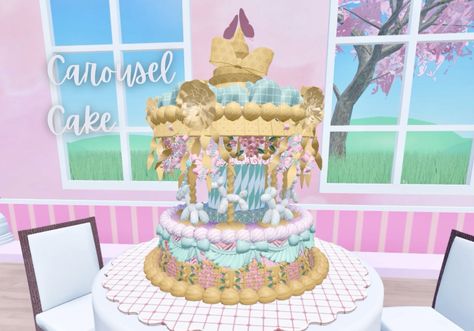 roblox cake off: carousel cake 🌸✨ Roblox Cake Ideas, Roblox Cakes, Cottagecore Recipes, Game Cake, Carousel Cake, Roblox Cake, Cute Iphone Wallpaper Tumblr, Game Roblox, Cute Headers For Twitter