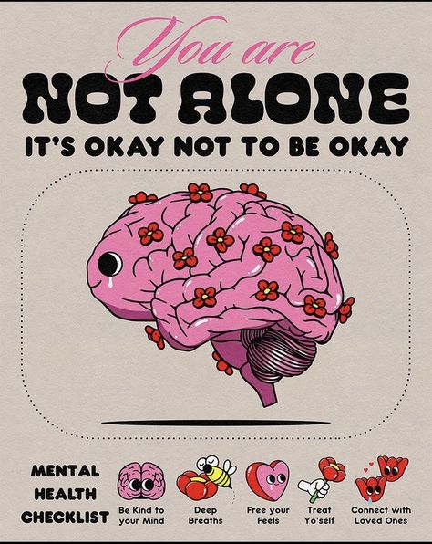 #poster #aesthetic #mentalwellness #mentalhealth #checklist Self Care Posters Aesthetic, You Are Not Alone, Mental Health Poster, Wow Photo, Motiverende Quotes, Picture Collage Wall, Be Okay, Photo Wall Collage, It Goes On