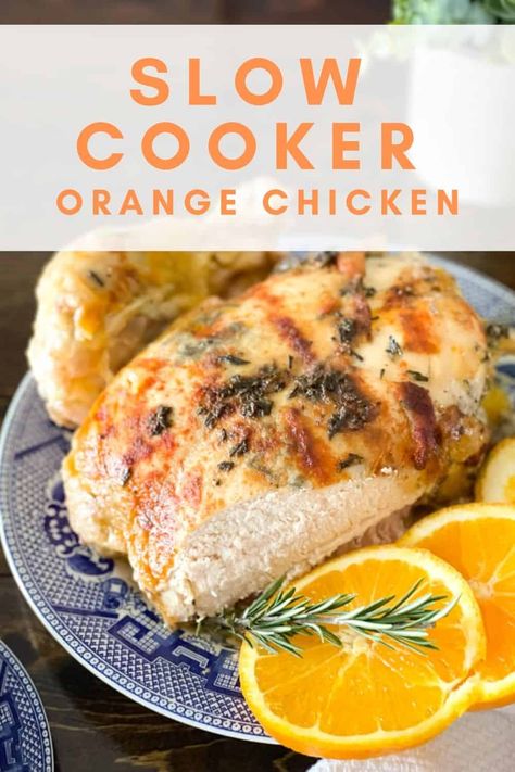 Slow Cooker Orange Chicken Orange Chicken Breast Recipe, Slow Cooker Orange Chicken, Rosemary Roasted Chicken, Orange Chicken Crock Pot, Citrus Chicken, Week Meals, Crockpot Chicken Breast, Chicken Slow Cooker, Orange Chicken Recipe