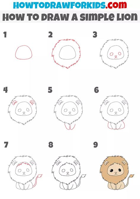 Beginning Drawings Step By Step, How To Draw Zoo Animals Step By Step, Animal Drawing Tutorial Step By Step, How To Draw A Lion Step By Step, How To Draw Cute Animals Step By Step, How To Draw Lion, Lion Drawing Step By Step, Lion Drawing Sketches, How To Draw A Lion