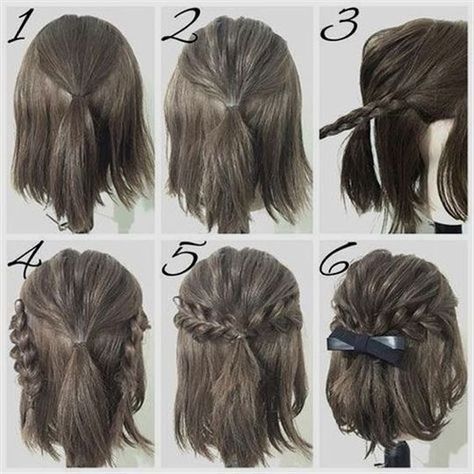 Simple Prom Hair, Hairstyle Tutorials, Bangs Hairstyles, Hairdos For Short Hair, Easy Hairstyle, Hair Tutorials Easy, Short Hair Tutorial, Peinados Fáciles Para Cabello Corto, Hair Up Styles