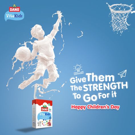 Check out this work on Milk Advertising, Kids Milk, Milk Brands, Ad Of The World, Happy Children's Day, Photoshop Tutorial Design, Ads Of The World, Food Graphic Design, Social Media Poster