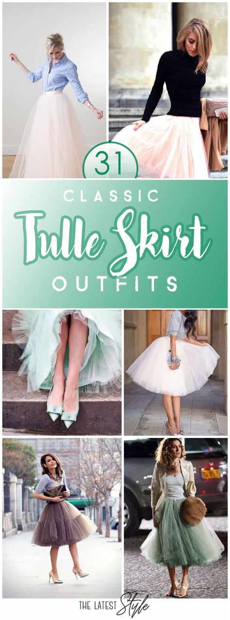 31 Tulle Skirt Outfit Ideas You'll Love Style A Tulle Skirt Outfit Ideas, Tulle Skirt Outfit Formal, Tulle Skirt Outfit Ideas, Tulle Skirt Outfits Casual, Tulle Skirt Outfit, Tool Skirt, Tutu Skirt Outfit, Tulle Outfit, Business Casual Skirt