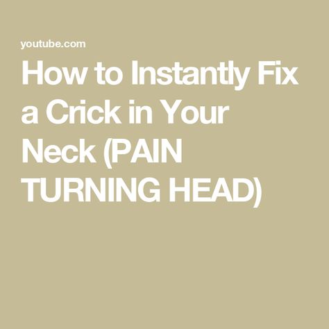 How to Instantly Fix a Crick in Your Neck (PAIN TURNING HEAD) Crick In Neck, Neck Hurts, Shoulder Exercises, Easy Exercises, Shoulder Workout, Neck Pain, Head And Neck, Easy Workouts, Your Head