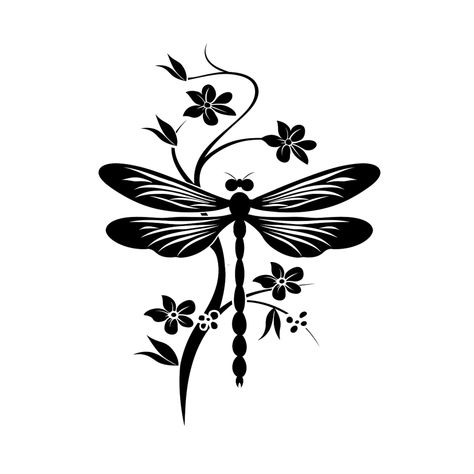 Dragonfly And Flower Tattoo, Dragonfly Vector, Lilly Flower Tattoo, Dragonfly Svg, Dragonfly Silhouette, Dragonfly Clipart, Small Dragonfly Tattoo, Dragonfly Artwork, Dragonfly Tattoo Design