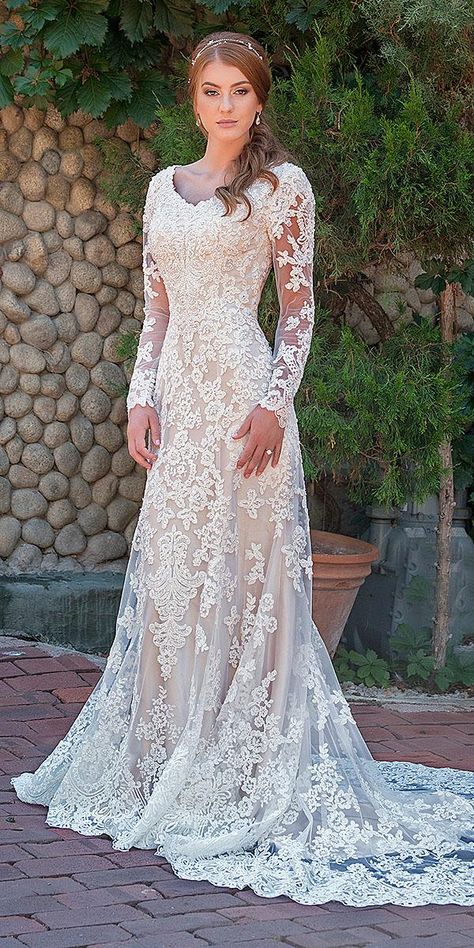 Mon Cheri Modest Wedding Dresses To Look Grate ★ #bridalgown #weddingdress White Bridal Party, How To Dress For A Wedding, Western Wedding Dresses, Wedding Dress Guide, Pnina Tornai, Dress Guide, Country Wedding Dresses, Wedding Dresses Satin, Modest Wedding