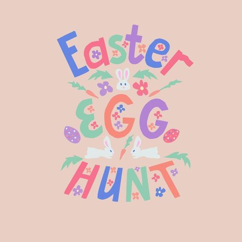 Cutout childish vector flat vector illustration with sign Easter egg hunt. Unique vector flat lettering in pastel colors with easter related elements Great for poster, card, cover, background, textile Easter Graphics Design, Easter Egg Hunt Aesthetic, Easter Graphic Design Inspiration, Easter Creative Poster, Easter Poster Design Graphics, Easter Egg Hunt Poster, Holidays Illustration, Flat Vector Illustration, Cover Background