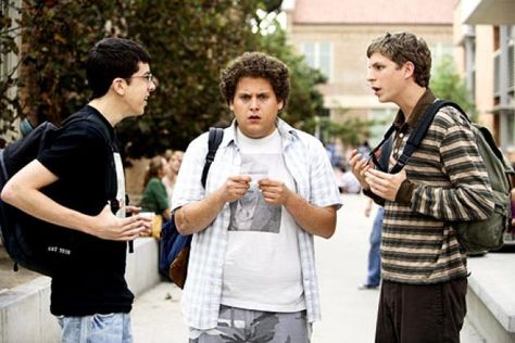 Super Bad. High School Movies, Best Teen Movies, Danny Zuko, Teaching Boys, Comedy Actors, Julia Stiles, Jonah Hill, Michael Cera, Robin Tunney