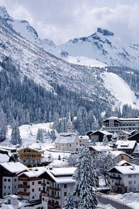 Image credit: Instagram.com/authenticitalytravel  Arabba, VenetoThis village is surrounded by the famous Dolomites, making for the perfect cozy winter getaway. Ski Italy, Italy Winter, Italian Alps, Italy Holidays, Places In Italy, Italy Tours, Italy Photography, Winter Scenery, Vogue Australia