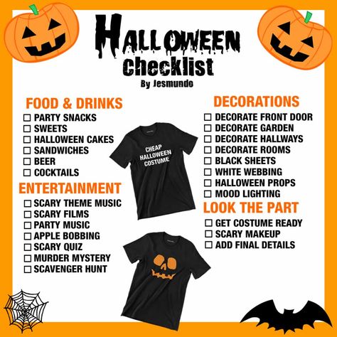 How To Have A Halloween Party At Home [Halloween Party Checklist] Halloween Party Planning Checklist, How To Plan A Halloween Party, Halloween Home Party Ideas, Hosting A Halloween Party, What To Do At A Halloween Party, Halloween Party Entertainment, Small Halloween Party Ideas, Juegos Halloween, Halloween Party Checklist