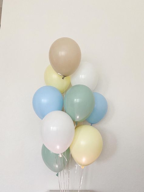 Welcome to Oh How Charming! This listing is for (1) Pack of Signature Party Balloons. Each pack has (2) matte yellow (2) matte blue (2) empower mint (2) white sand (2) white  11" latex balloons.  ~ Balloons ship flat & deflated ~ Can be filled with air or helium ~ Filling balloons with air will not float  ~ Balloon shown in photo is filled with helium ~ To fill with helium use a personal helium tank or fill at your local party store/supermarket Cute Balloons, Filling Balloons, Baby Boy Sprinkle, Baby Shower Gender Neutral, Beautiful Balloons, Helium Tank, Birthday Accessories, Yellow Balloons, Pastel Balloons