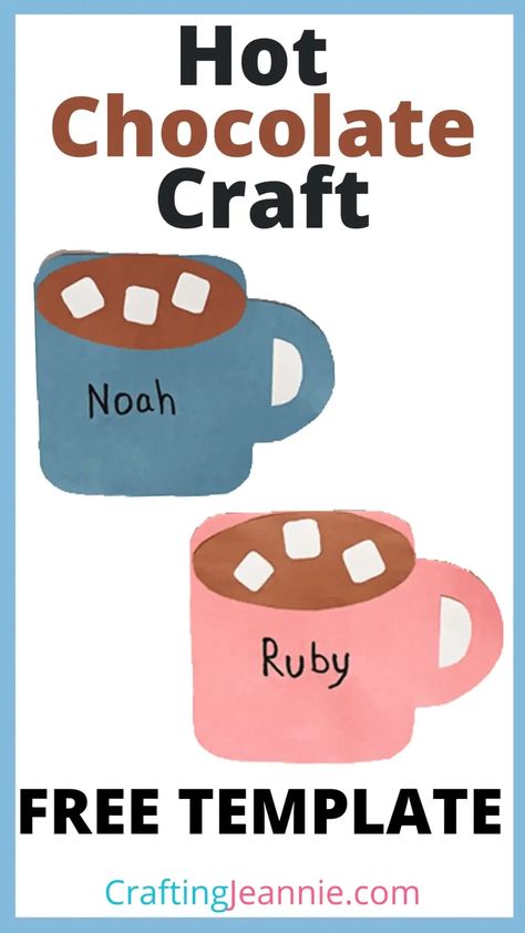 Hot Chocolate Craft, Hot Chocolate Printable, Chocolate Activities, Fun Preschool Crafts, Hot Chocolate Art, Chocolate Template, Simple Paper Crafts, Easy Hot Chocolate, Chocolate Craft