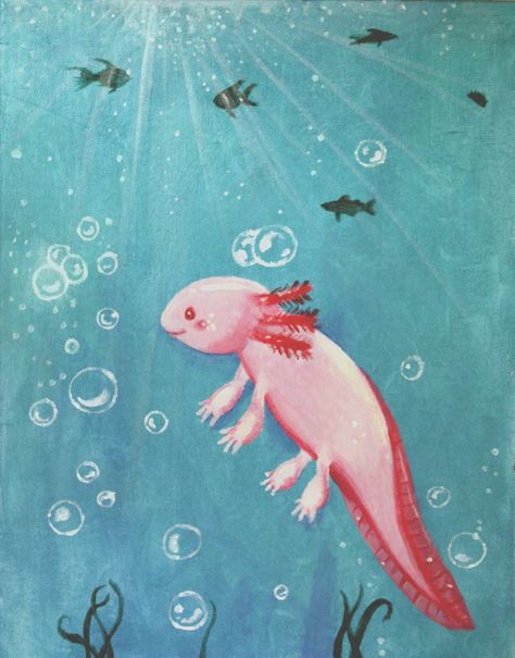 Little Axolotl by FourBadQuans Axolotl Cute, Family Tree Project, Canvas Painting Tutorials, Anime Canvas Art, Free Hand Drawing, Landscape Art Painting, Easy Drawings Sketches, Nightingale, Cute Little Drawings