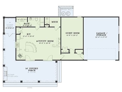 Floor Plan, 025G-0002 Mother In Law Suite, Garage Apartment Plan, Apartment Plan, In-law Apartment, Garage Apartment Plans, Activity Room, Garage Apartments, Vacation Cabin, Garage Apartment