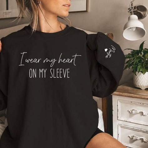 "It's getting cold right?? 🥶 You know what Mum wants for Mother's Day? Nooo not chocolate and teddy bears (well maybe the chocolate 😉)..... she wants a warm and cosy jumper with her little loves printed on it 🥰\n\nUnisex sizing S-3XL, black and sand 👌" 50 Years Married, Heart On My Sleeve, Gym Sweatshirt, Cosy Jumper, Anniversary Shirt, 50 Years Ago, Personalized Anniversary, Mama Sweatshirt, Couples Matching