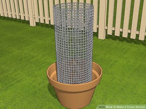 How to Make a Tower Garden: 14 Steps (with Pictures) - wikiHow Tower Garden Diy How To Build, Vegetable Tower Garden, Plant Tower Diy, Garden Tower Planting Guide, Tower Garden Diy, Grow Tower, Plant Tower, Unique Wall Shelves, Small Living Space